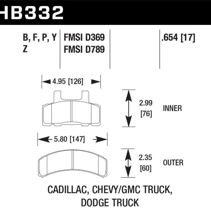 Hawk 99-00 Cadillac Escalade / 88-91 Ford C1500 EC / 92-99 C1500 All Cab Front LTS Street Brake Pads-tuningsupply.com