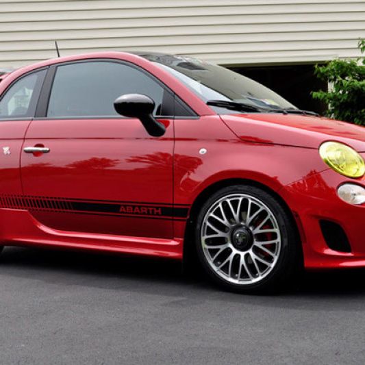 Rally Armor 12-18 Fiat 500 Red Mud Flap w/White Logo-tuningsupply.com