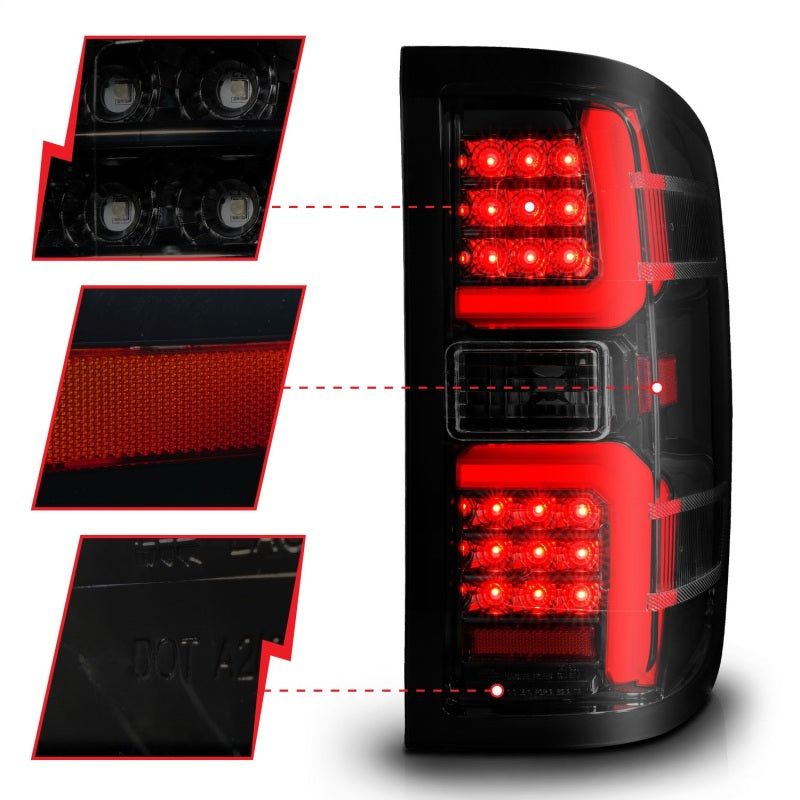 ANZO 15-19 Chevrolet Silverado 2500 HD/3500 HD LED Taillight w/ Sequential Black Housing/Smoke Lens-tuningsupply.com