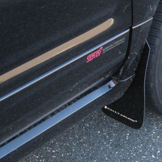 Rally Armor 03-08 Subaru Forester Black UR Mud Flap w/ White Logo-tuningsupply.com