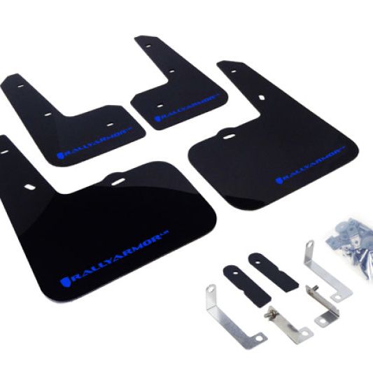 Rally Armor 12-18 Hyundai Veloster Black UR Mud Flap w/ Blue Logo-tuningsupply.com