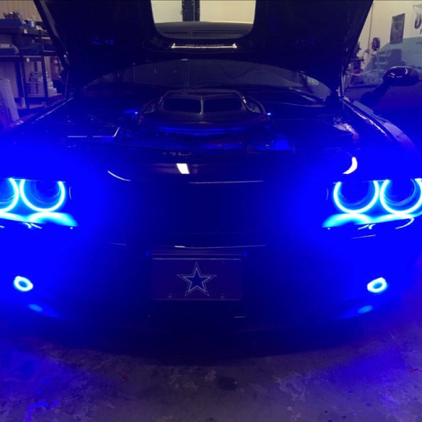 Oracle 15-21 Dodge Challenger Waterproof LED Fog Light Halo Kit - ColorSHIFT SEE WARRANTY-tuningsupply.com