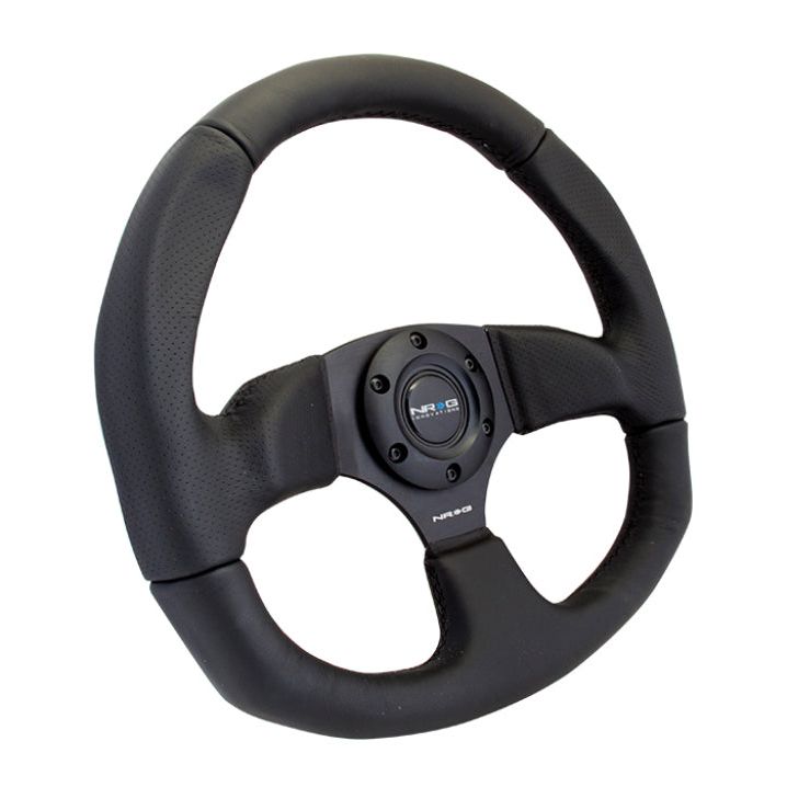 NRG Reinforced Steering Wheel (320mm Horizontal / 330mm Vertical) Leather w/Black Stitching-tuningsupply.com