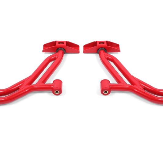 BMR 10-14 Ford Mustang / Shelby GT500 Non-Adj. Lower A-Arms (Poly/Delrin) - Red-tuningsupply.com