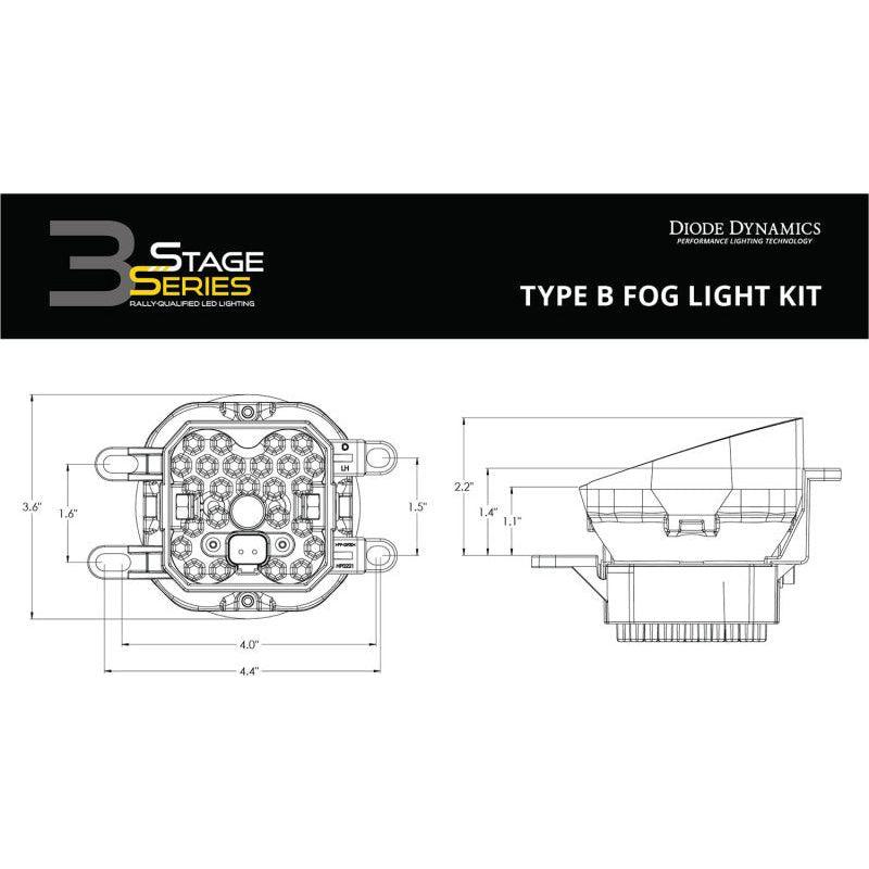 Diode Dynamics SS3 Sport Type B Kit ABL - Yellow SAE Fog-tuningsupply.com