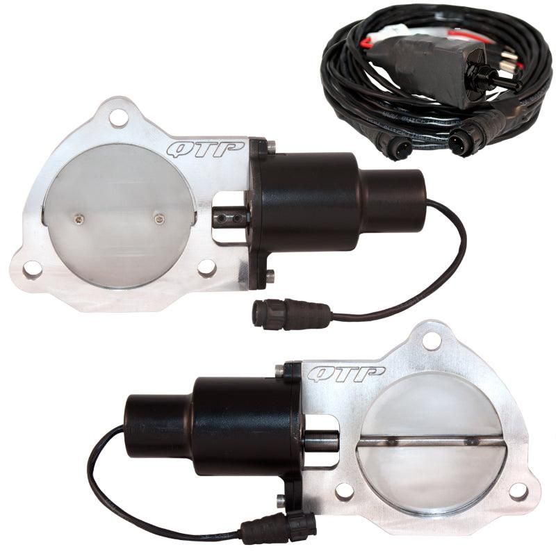 QTP 3.5in Bolt-On QTEC Dual Electric Cutout Valves - Pair-tuningsupply.com