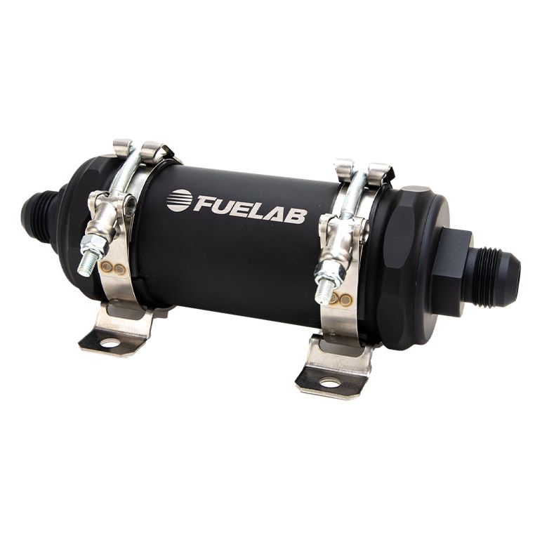 Fuelab PRO Series In-Line Fuel Filter (10gpm) -12AN In/-12AN Out 100 Micron Stainless - Matte Black-tuningsupply.com