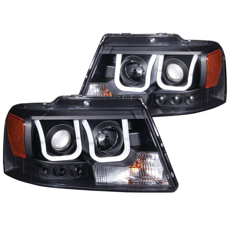 ANZO 2004-2008 Ford F-150 Projector Headlights w/ U-Bar Black-tuningsupply.com