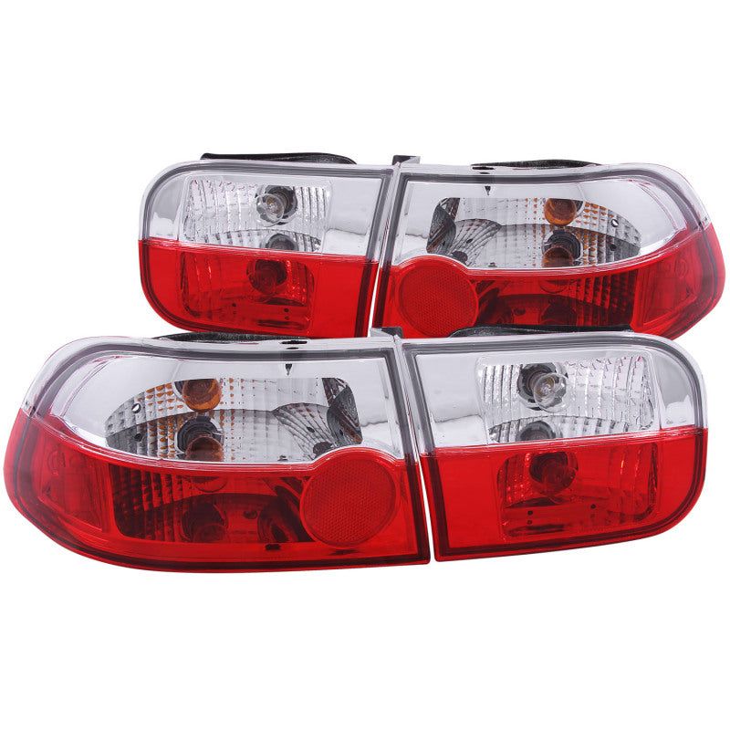 ANZO 1992-1995 Honda Civic Taillights Red/Clear-tuningsupply.com